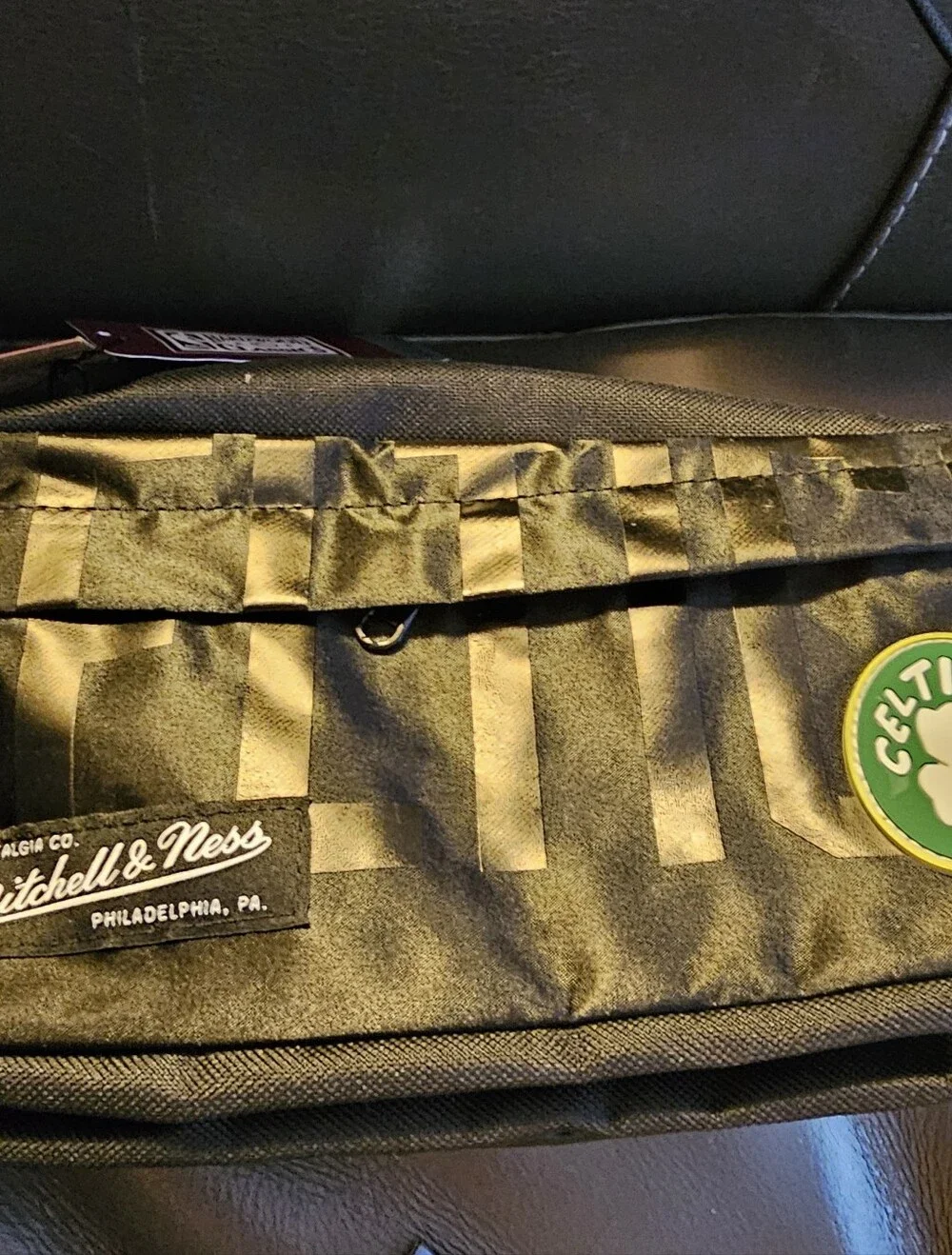 Mitchell & Ness Black and Green  Fanny8 Bag with Celtics Patch